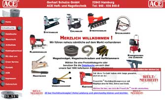 Screenshot Homepage ACE Heft- und Nageltechnik